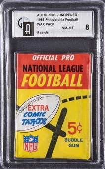 1966 Philadelphia Football Unopened Wax Pack - GAI NM-MT 8